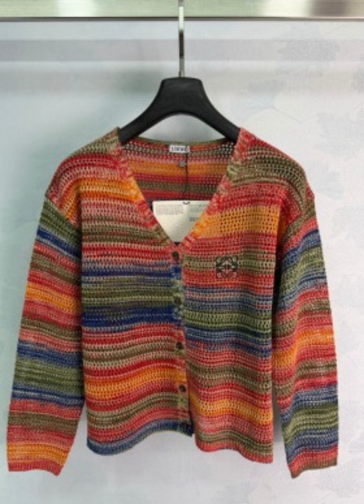LOEWE Tops - 🌈LOEWE Anagram Multicolor Stripe Open‑Knit Cardigan